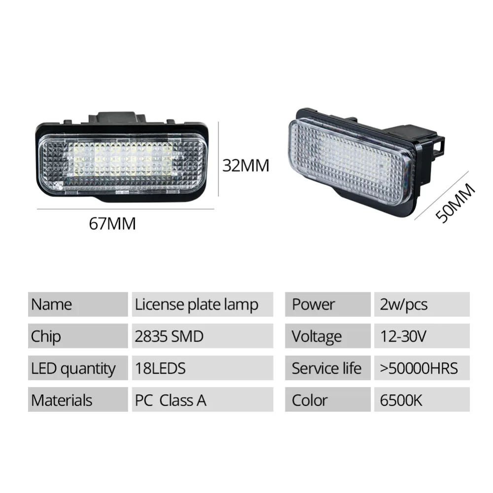 VooVoo 2 шт. 18SMD Canbus Светодиодная лампа номерного знака для Mercedes W211 W203 5D W219 R171 Benz