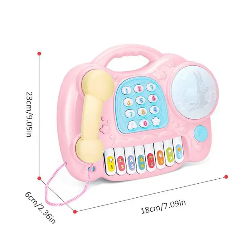 

Children's Multifunction Simulation Telephone Toy Baby Light Music Hand Drums Puzzle Electronic Keyboard Early Learning Machine