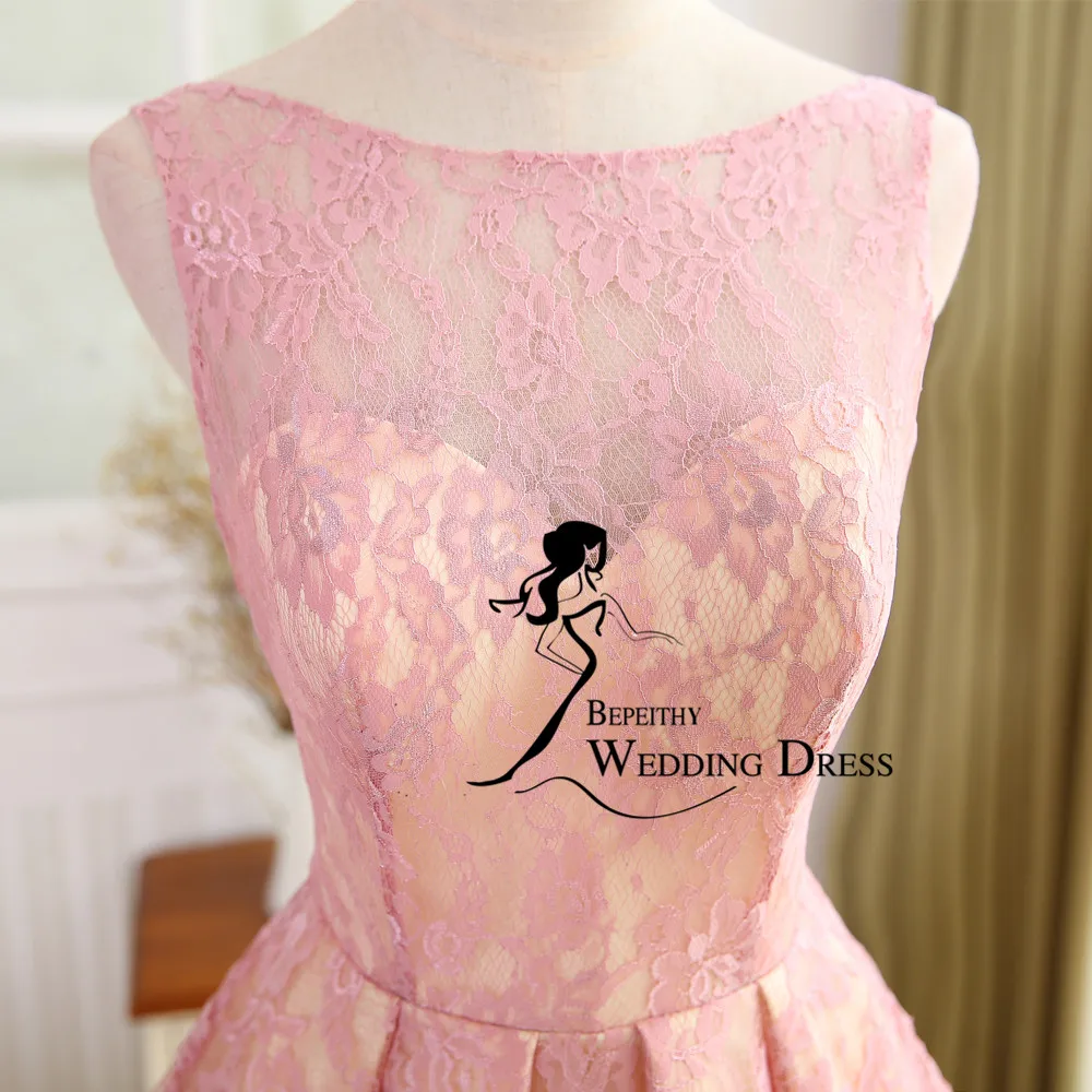 Халат De Soiree Высокий Низкий кружево платье для выпускного вечера Scoop vestido Festa