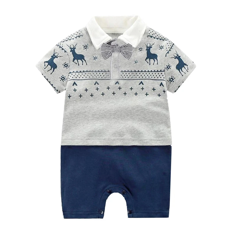 2019 Baby Rompers Gentleman Design Short Sleeve Boys with Bowknot Jumpsuit Newborn Clothes |