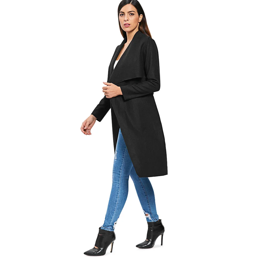 VESTLINDA длинный плащ женская одежда драпированный шалевый воротник с длинным