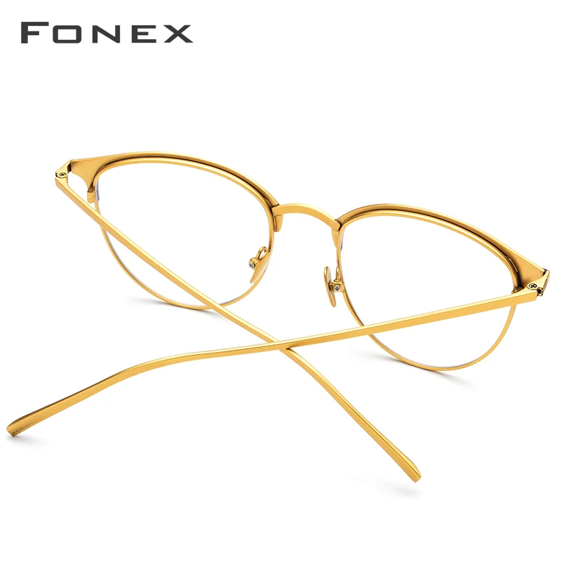 FONEX Pure titanium очки мужские круглые очки оправа Ретро Близорукость Оптические очки по рецепту очки для женщин 889