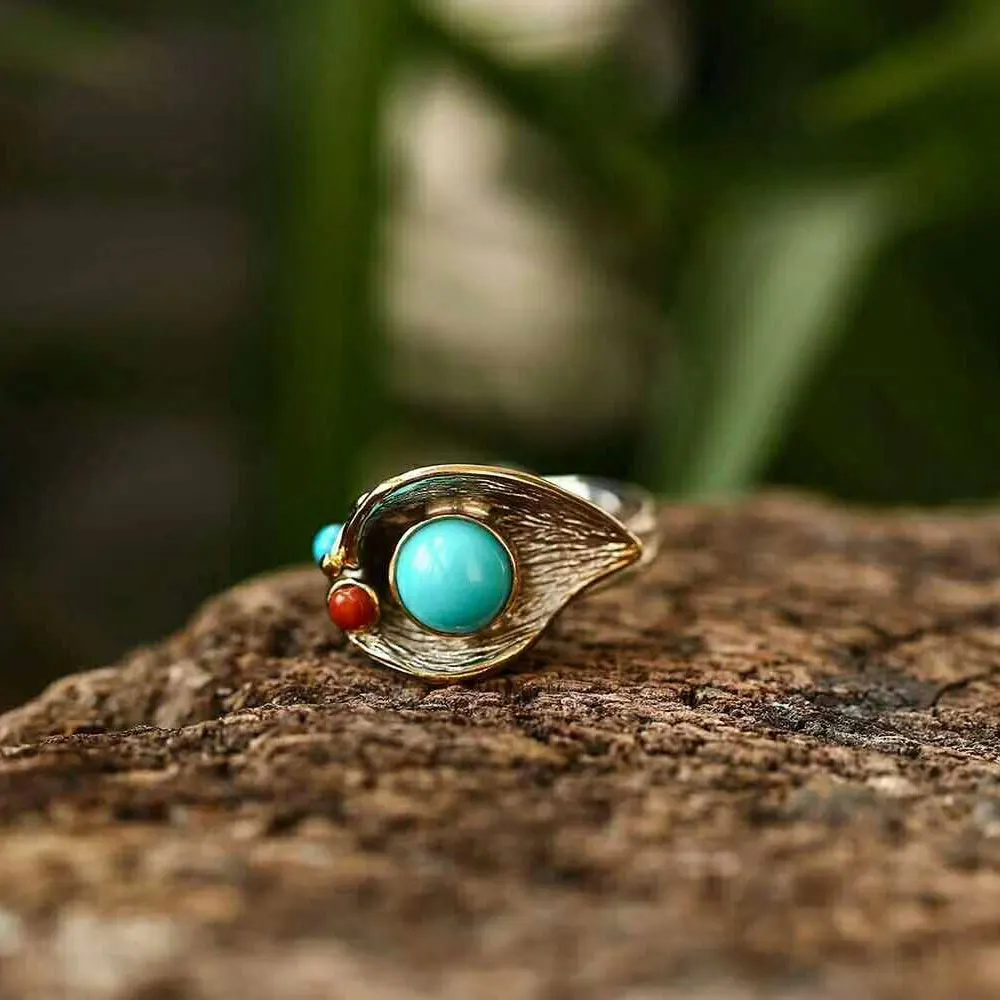 RADHORSE 925 Серебряные кольца для Для женщин Fine Jewelry Бирюзовый Калла Лили