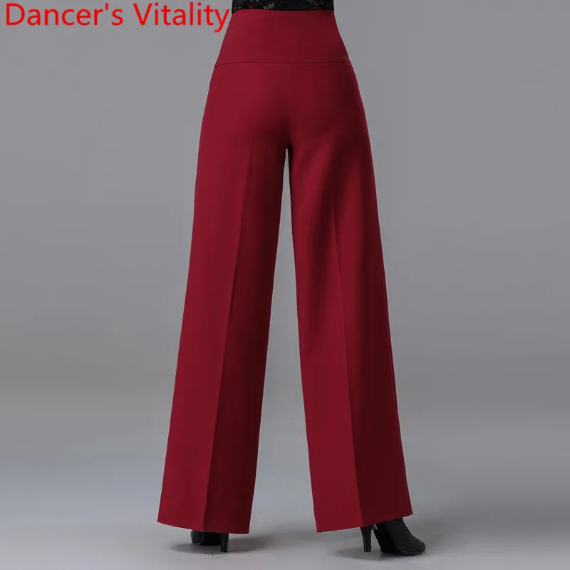 Современный латинский бальный танец Женские Длинные свободные брюки тренировочные брюки черный красный 2 цвета Национальный Стандартный Вальс джазовая одежда