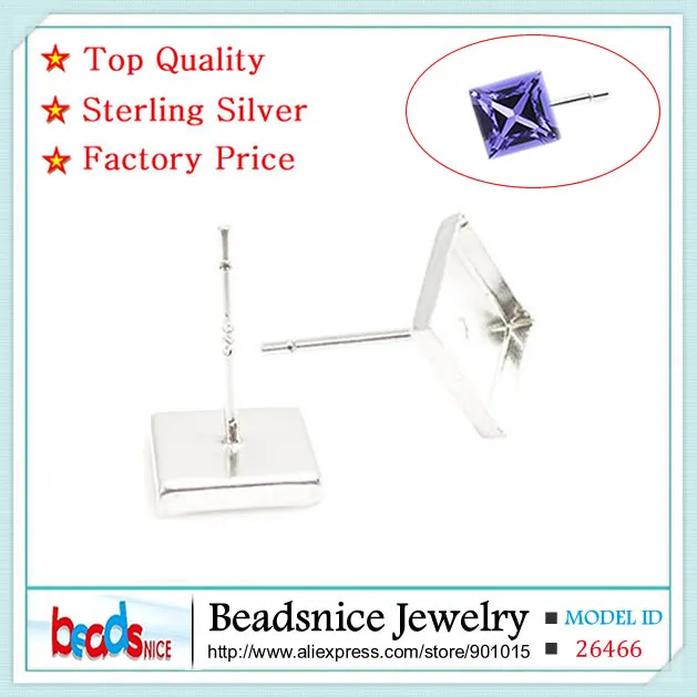 

Beadsnice diy jewelry 925sterling silver earings personal design tiny stud earring fit 5mm stone 5pair per lot