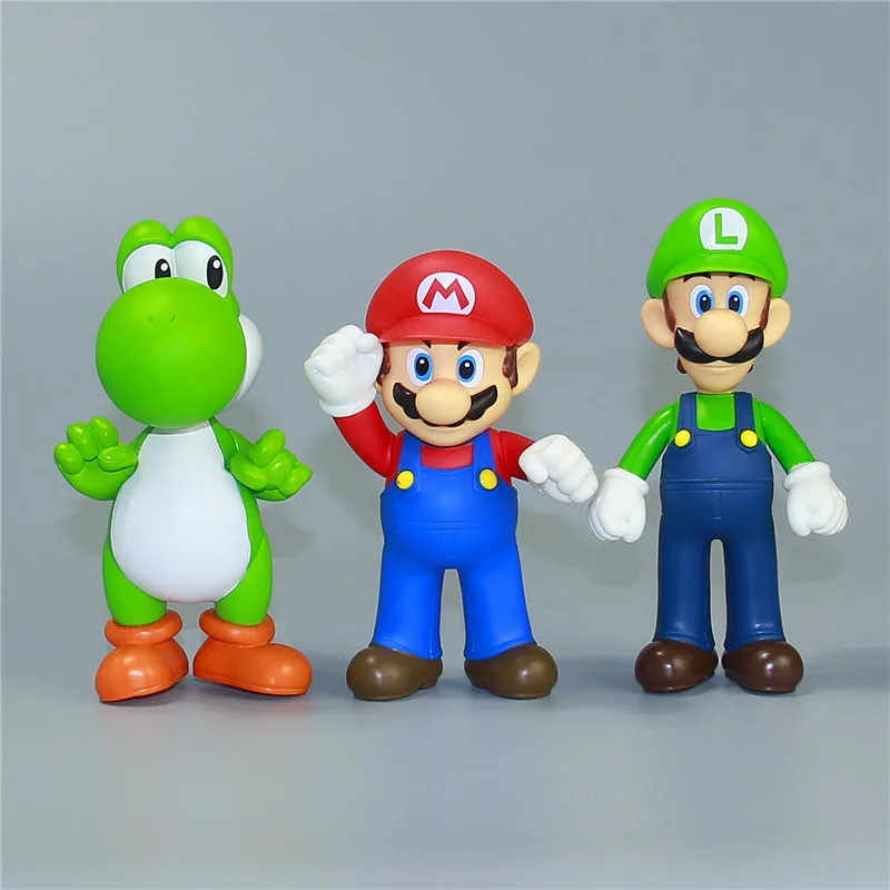 Супер Марио 12 см 4 7 &quotигрушка кукла из ПВХ Bros фигурка Луиджи Йоши 1 шт. Бесплатная