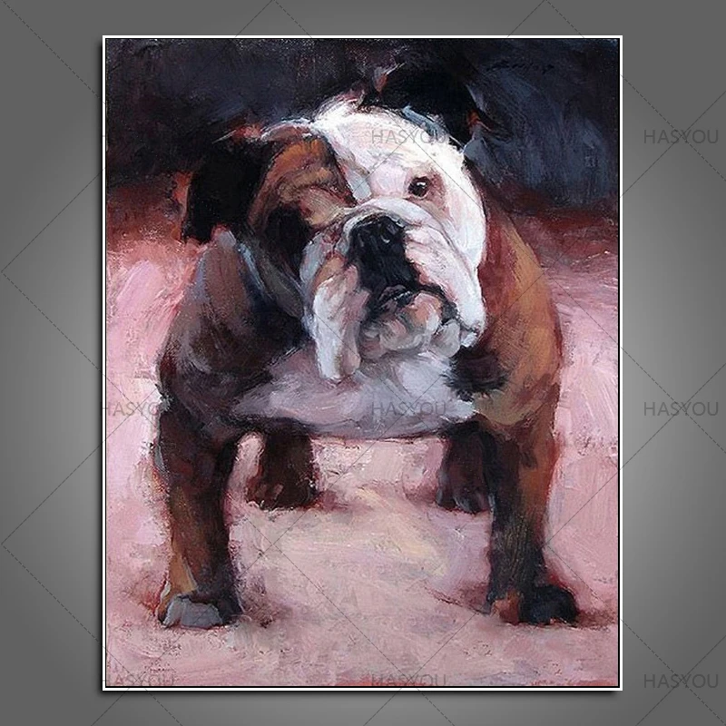 100% ручная роспись Картина маслом стоящая собака животное картина на холсте для