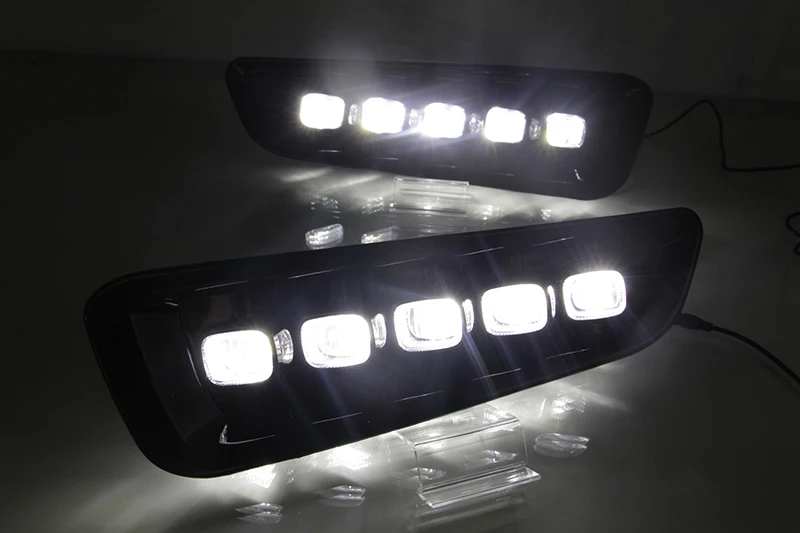 Автомобильные мигающие 2 шт. DRL светодиодный дневные ходовые огни для Ford Raptor SVT F150 с сигналом поворота желтые противотуманные фары