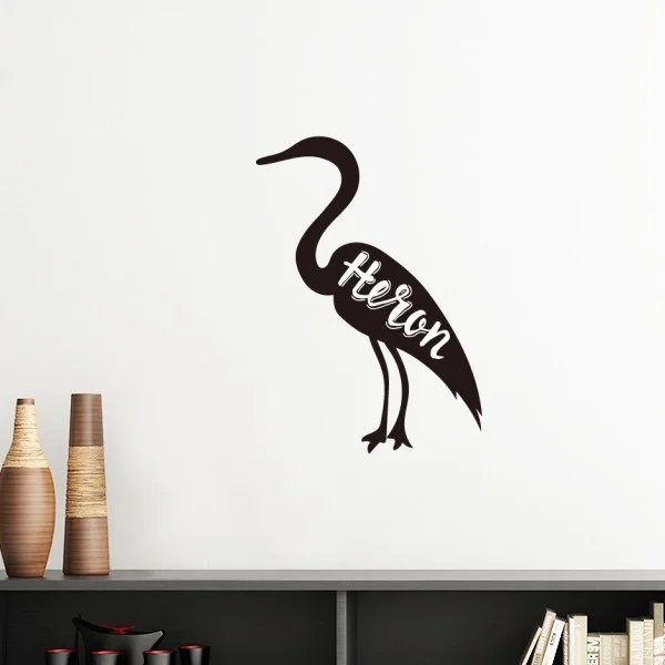 Съемная Настенная Наклейка серая Heron с черно-белым силуэтом животных