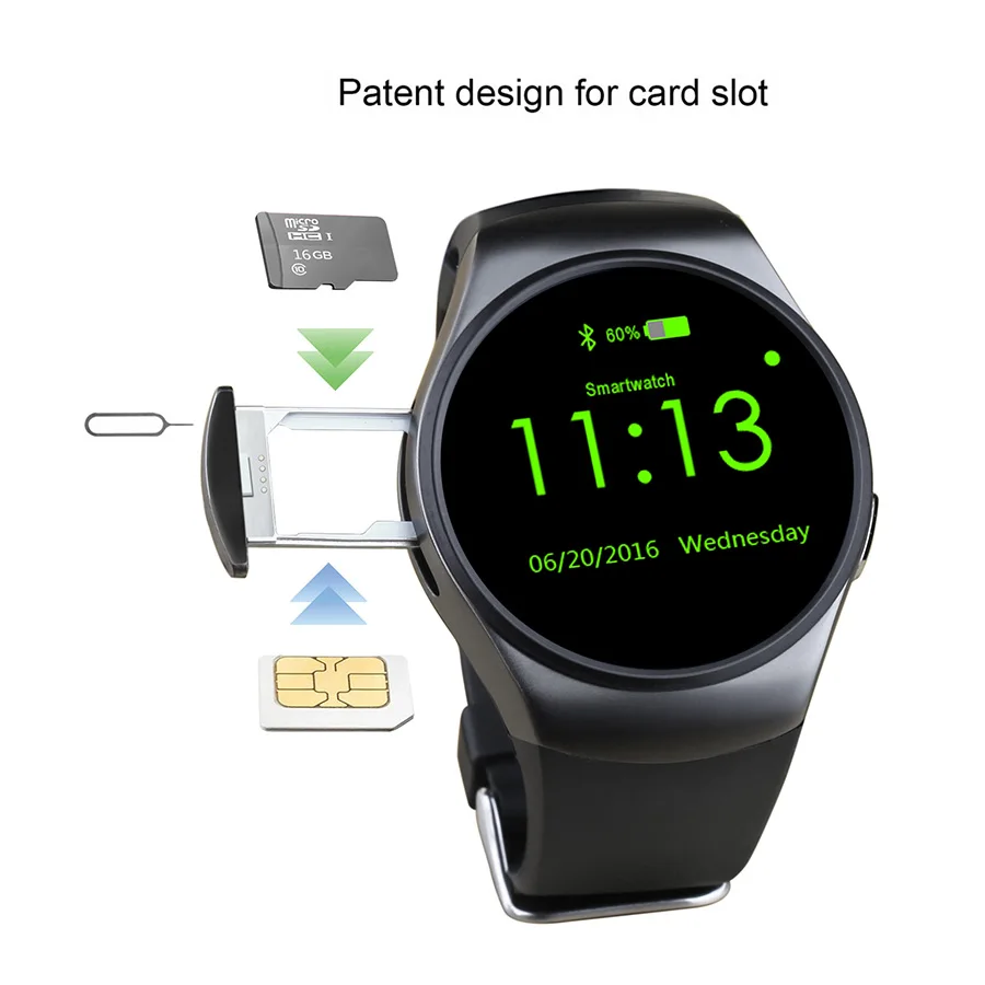 KOSPET KW18 Bluetooth Смарт часы полный экран Поддержка SIM 1," сенсорный экран MTK2502C бизнес смарт часы телефон