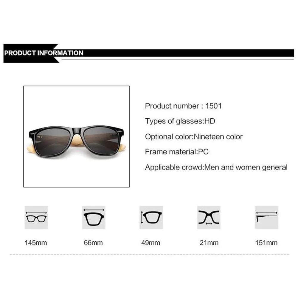 Мужские и женские Квадратные Солнцезащитные очки из бамбука 17 цветов зеркальные