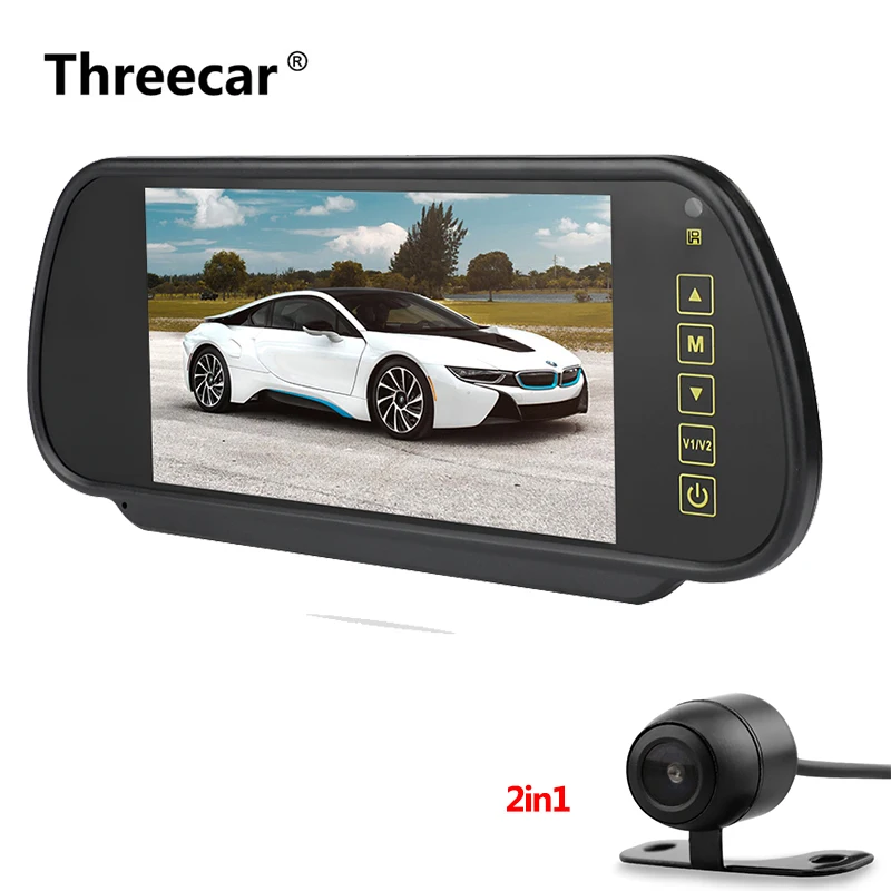 Monitor camera 4 Высокое качество 7 дюймов ЖК-дисплей зеркало заднего вида Автомобильный монитор заднего вида камера заднего вида приоритет AV светодиодный ночное видение - Название цвета: Monitor camera 4
