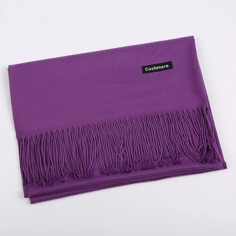 4 Deep Purple 200 см x 70 см, зимние шарфы больших размеров, простые, модные, теплые, унисекс, одноцветные шарфы, кашемировый шарф, шаль, Пашмина, 30 цветов, 240 г - Цвет: 4 Deep Purple