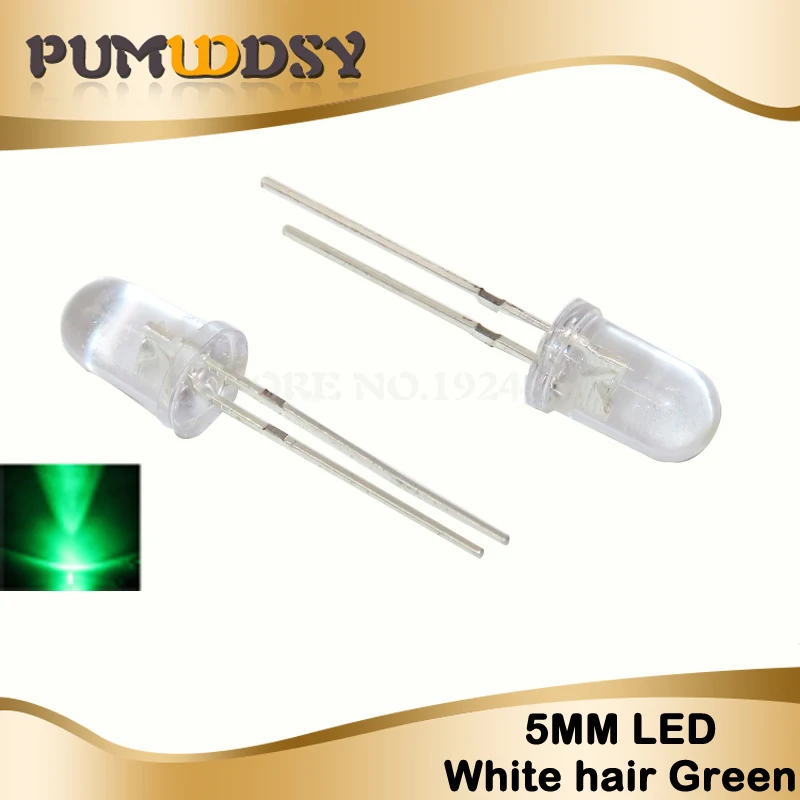 White hair Green 100 шт 5 мм светодиодный диодный светильник Набор DIY светодиодный s Набор белый желтый красный зеленый синий электронный diy Набор Горячая Распродажа - Цвет: White hair Green