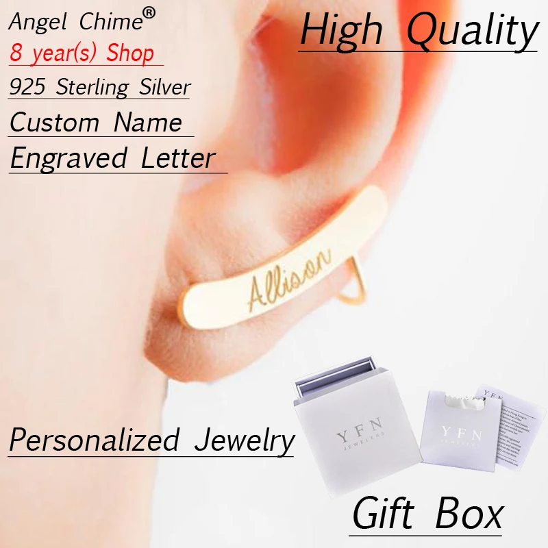 

AOBOCO брендовые изысканные ювелирные изделия из стерлингового серебра, персонализированные серьги с именем на заказ, покрытые желтым золото...