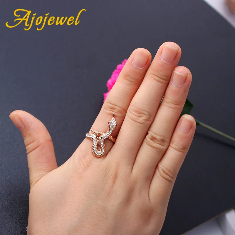 Ajojewel крутые Красные кристаллы стразы чистое CZ большое кольцо с змейкой ювелирные