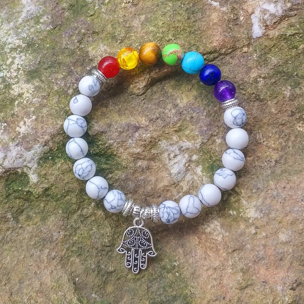 Будда рука ладони 8 мм Лава камень 7 Чакра Исцеление баланс бусины рейки молитва