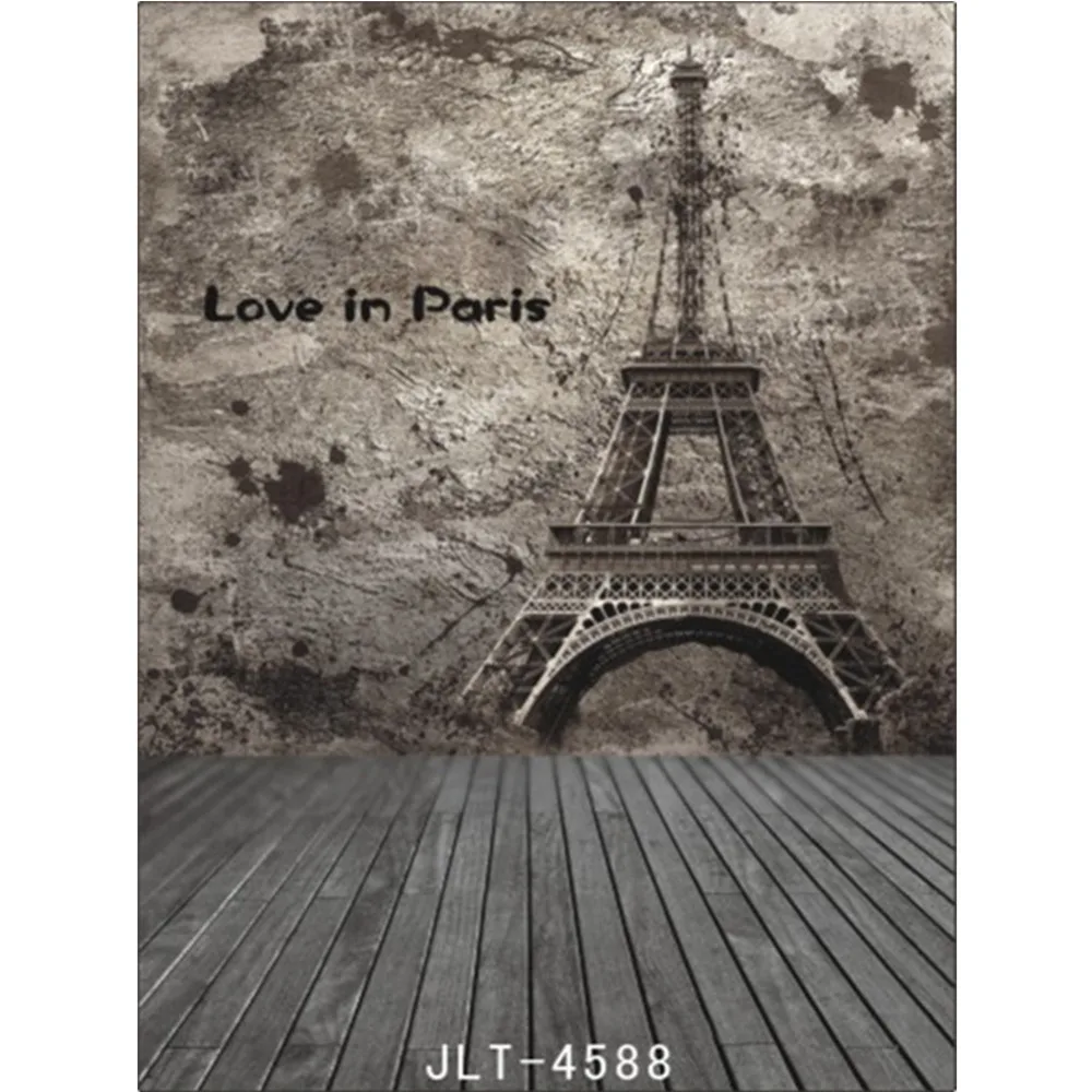 

LB деревянный пол Эйфелева башня Париж серая текстура полиэстер и виниловые фоны для фотостудии декорация для фотографии