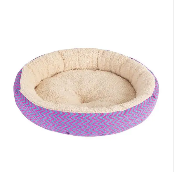 Purple Мягкий домик для кошек, круглая кровать, складной коврик для сна для собаки, подушка, гнездо для питомца, теплый коврик для питомца, гнездо для щенка, скрытие, бургер, хлеб, зима - Цвет: Purple