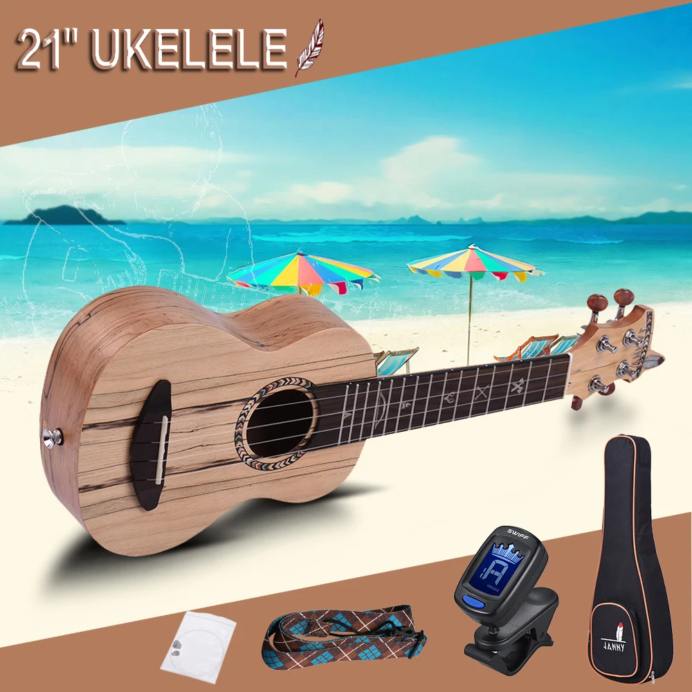 Ammoon 21 &quotАкустическая деревянная сопрано укулеле Ukelele Uke Spalted углеродная нить из