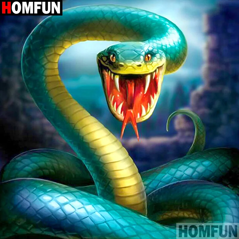 

Алмазная живопись HOMFUN «Змея», алмазная вышивка 5D «сделай сам» с полными квадратными/круглыми стразами, домашний декор, 3D вышивка крестиком, ...