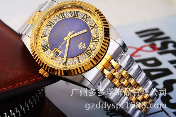Женские и мужские парные Роскошные брендовые Hk CROWN модные повседневные кварцевые часы с календарем золотые стальные часы Reloj Mujer Relogio Feminino
