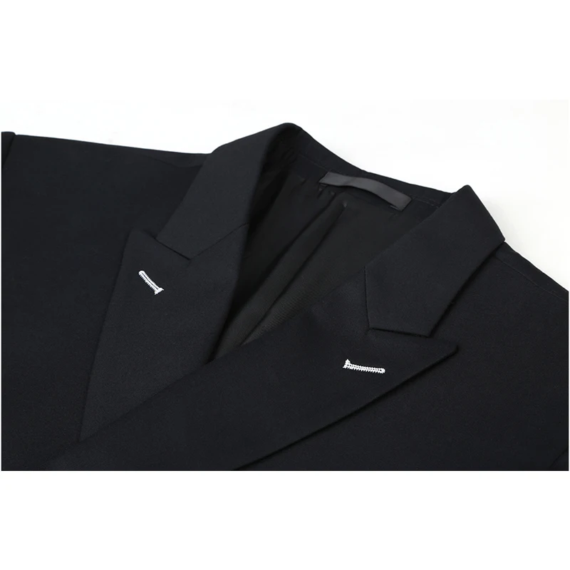 Shenrun мужские костюмы Slim Fit модный костюм двубортный пиковый нагрудный темно-синий черный свадебный костюм для жениха