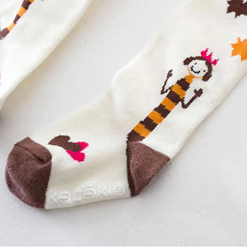 Весенние эластичные колготы с мультяшным принтом для маленьких девочек милые