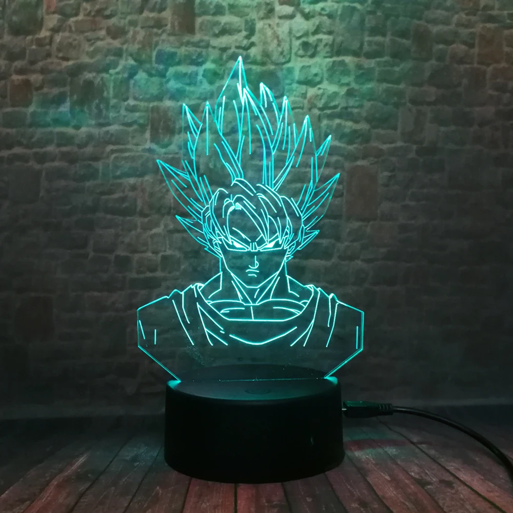 Dragon Ball Супер Saiyan Goku фигурки 3D иллюзия настольная лампа 7 цветов меняющийся ночной Светильник для мальчиков подарки для детей