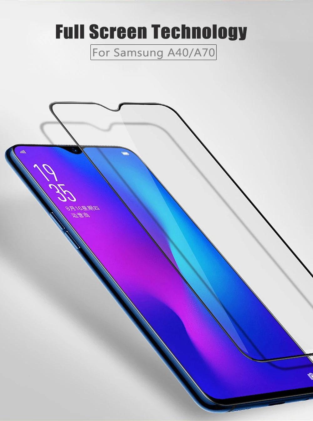 Hacrin для samsung Galaxy A40 закаленное стекло закругленный край 3D против царапин стеклянная пленка для samsung Galaxy A70 защита экрана