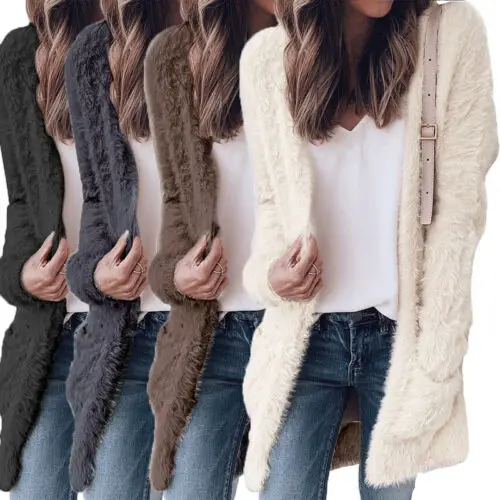 Женское плюшевое пальто 2019 осень зима толстые теплые пушистые длинные меховые с