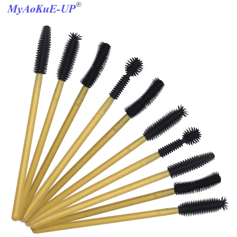 200 шт./лот силиконовая Золотая тушь для ресниц аппликатор смешанные кисти