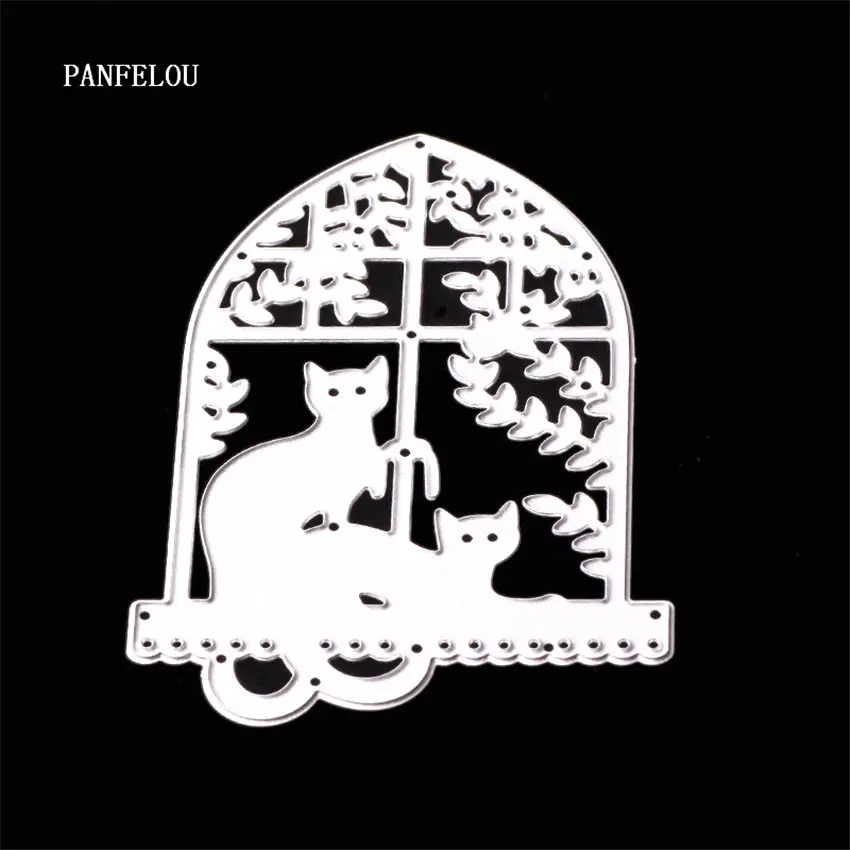 PANFELOU металлическое ремесло окно кошка бумажные высекальные штампы для