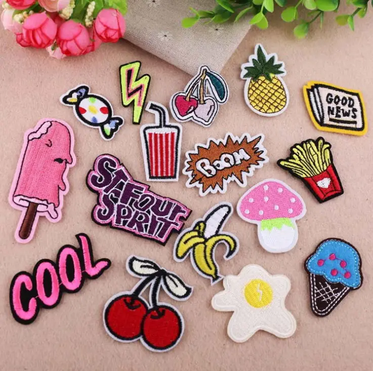 Free Shipping 16 pcs/set Embroidered patches iron on cartoon Motif Fabric Clothing hat bag shoe repair diy Accessory phone decor | Дом и сад