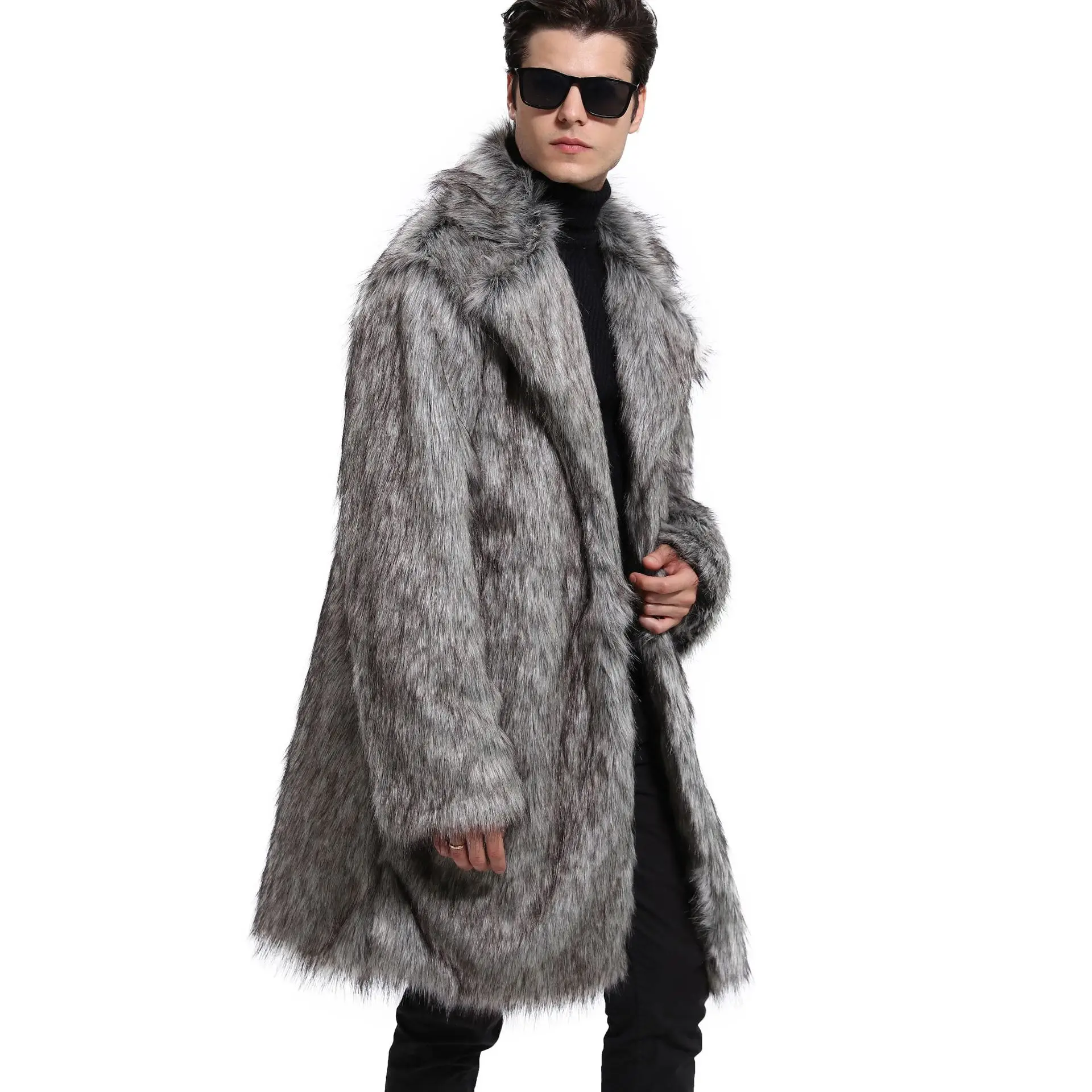 Мужское пальто с искусственным мехом теплая зимняя парка в стиле панк из