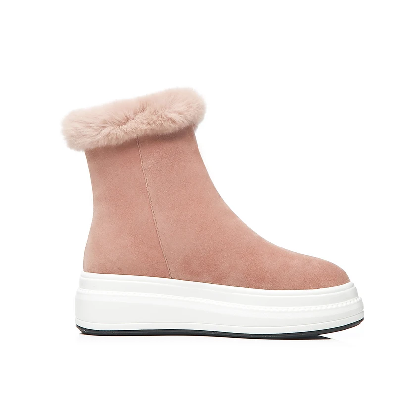 Женские Теплые ботильоны из натуральной кожи на толстой платформе|Женские