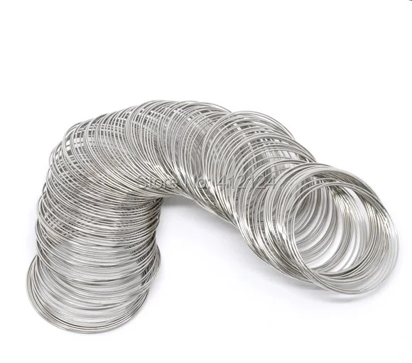 

1000 Loops Silver Tone Memory Beading Steel Wire For Jewelry Making Findings 40mm Dia. 0.6mm Thick