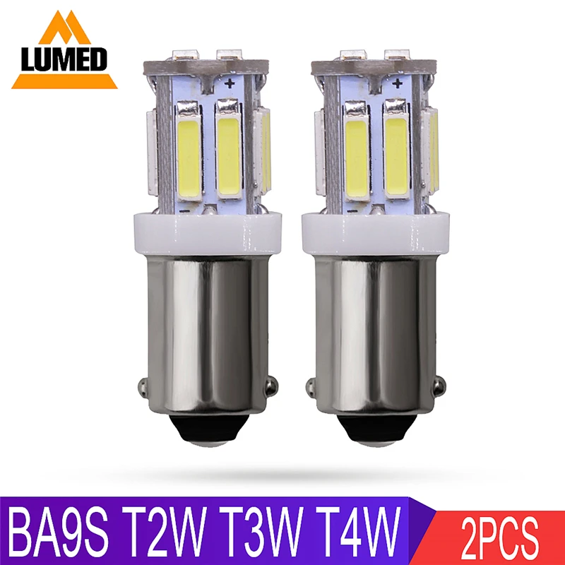 2x BA9S светодиодный T2W T3W T4W Автомобильный светодиодный лампы для детей возрастом от 3 до 10 SMD 7020 светодиодный внутренний светильник, футболка с принтом "автомобиль" светильник источник света парковка дневные ходовые огни 12V Белый 363 1895 233