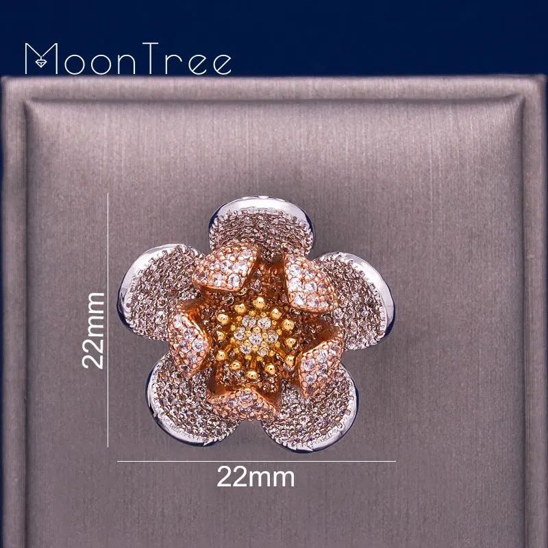 MoonTree 22 мм Роскошный цветок лист лотоса роскошный кубический циркон женские