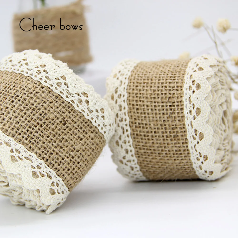 

Lace Hemp Ribbon Handmade Festival Decoration 60mm Linen Ribbon DIY Wedding Costume Crafts Gift Packing Ribbon 2m/roll