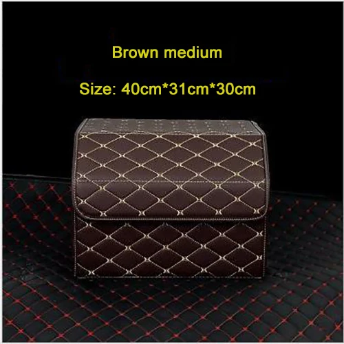 Brown40cm Складная сумка для хранения в багажник автомобиля Органайзер с крышкой портативный автомобильный органайзер для хранения из искусственной кожи авто багажник Коробка органайзер - Цвет: Brown40cm