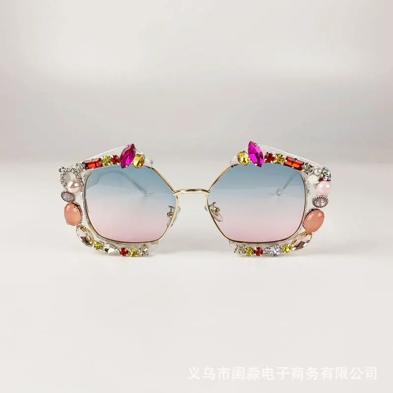 Роскошные квадратные солнцезащитные очки со стразами женские брендовые