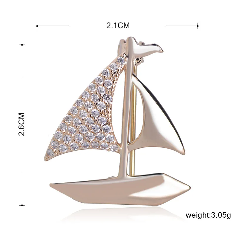 Женская Брошь Blucome брошь в виде парусника с медными цирконами форма золотые