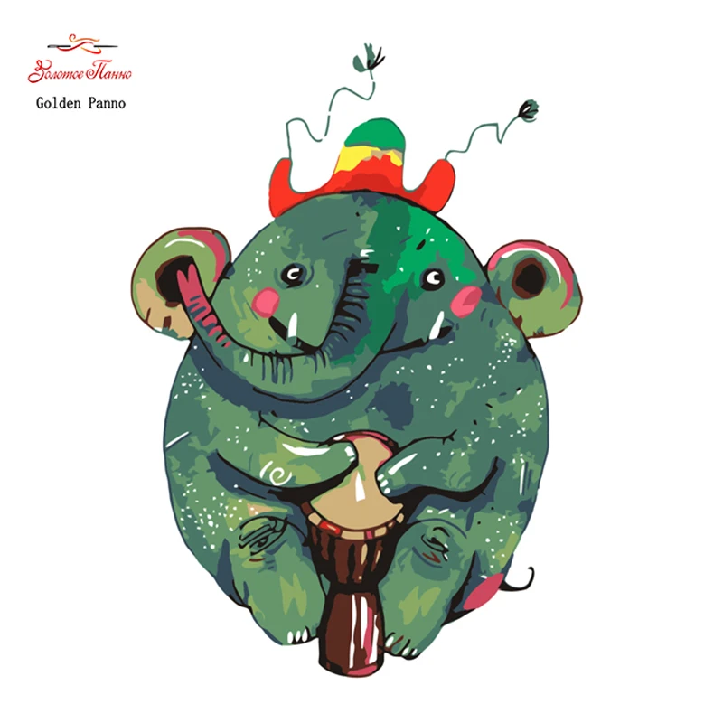 Golden Panno Needlework Embroidery DIY Portrait Animal Kits 14ct Cute elephant For Christmas1010 | Дом и сад