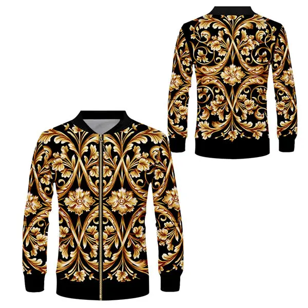 royal Baroque floral Хипстерские роскошные цветочные мужские бейсбольные куртки на молнии унисекс уличные хип хоп рэппер Спортивная ветровка бомбер пальто на заказ S-6XL - Цвет: royal Baroque floral