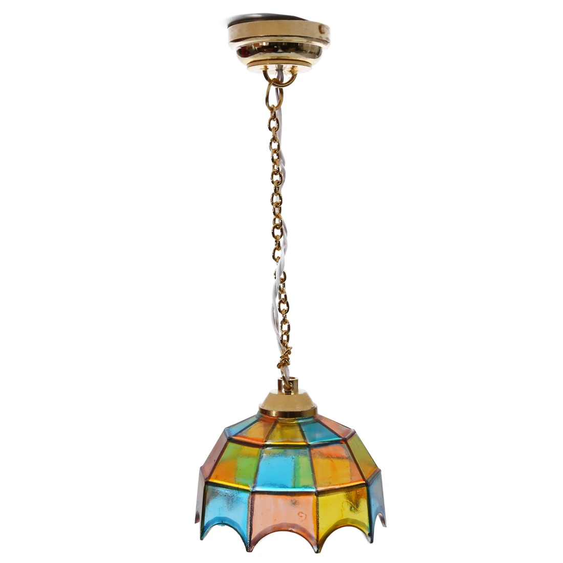 

Metal 1:12 Dollhouse Miniature Ceiling Lamp Model with Multicolor Umbrella Shape Lampshade