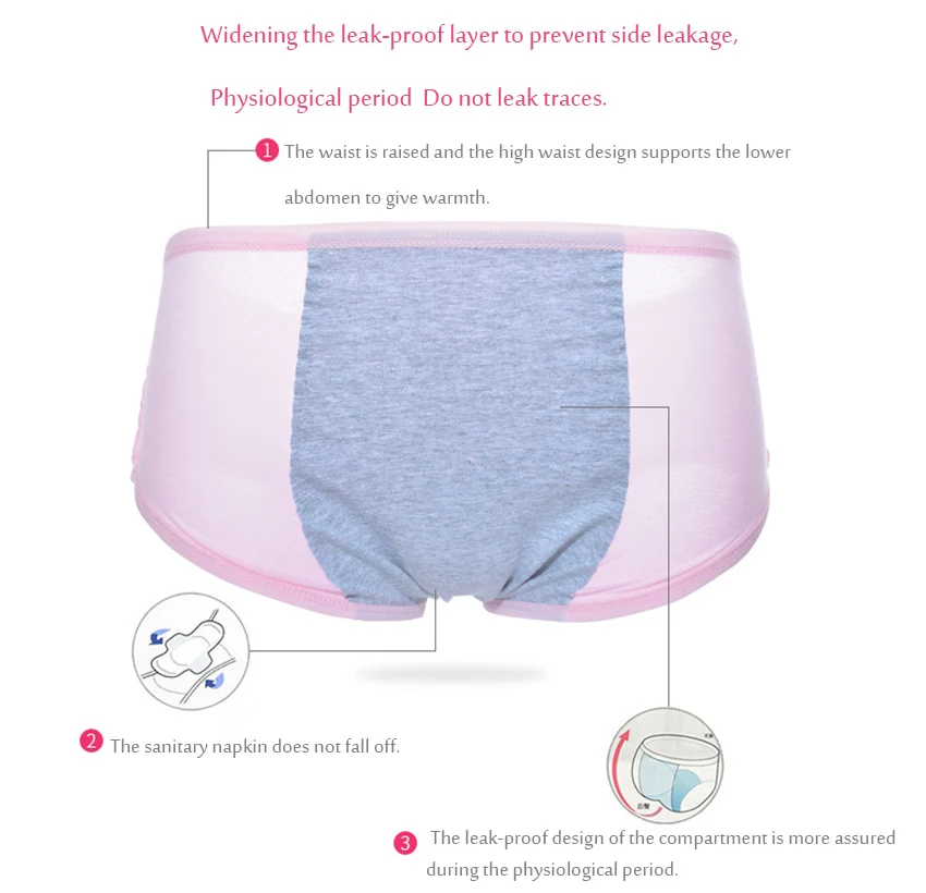 2pc/1pcs Menstrual Period Cotton Panties Ladies Healthy Physiological Leak Proof Underwear Lengthen the Broadened Female Brief