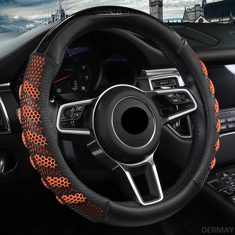3D кожаный чехол рулевого колеса автомобиля из силикагеля который обеспечивает