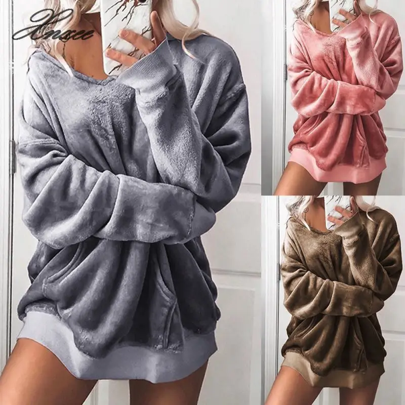 Outerwear &amp Coats Jackets Womens Hooded Soft Jumper Pullover Hoodie Sweatshirt coats and jackets women 2020 | Женская одежда