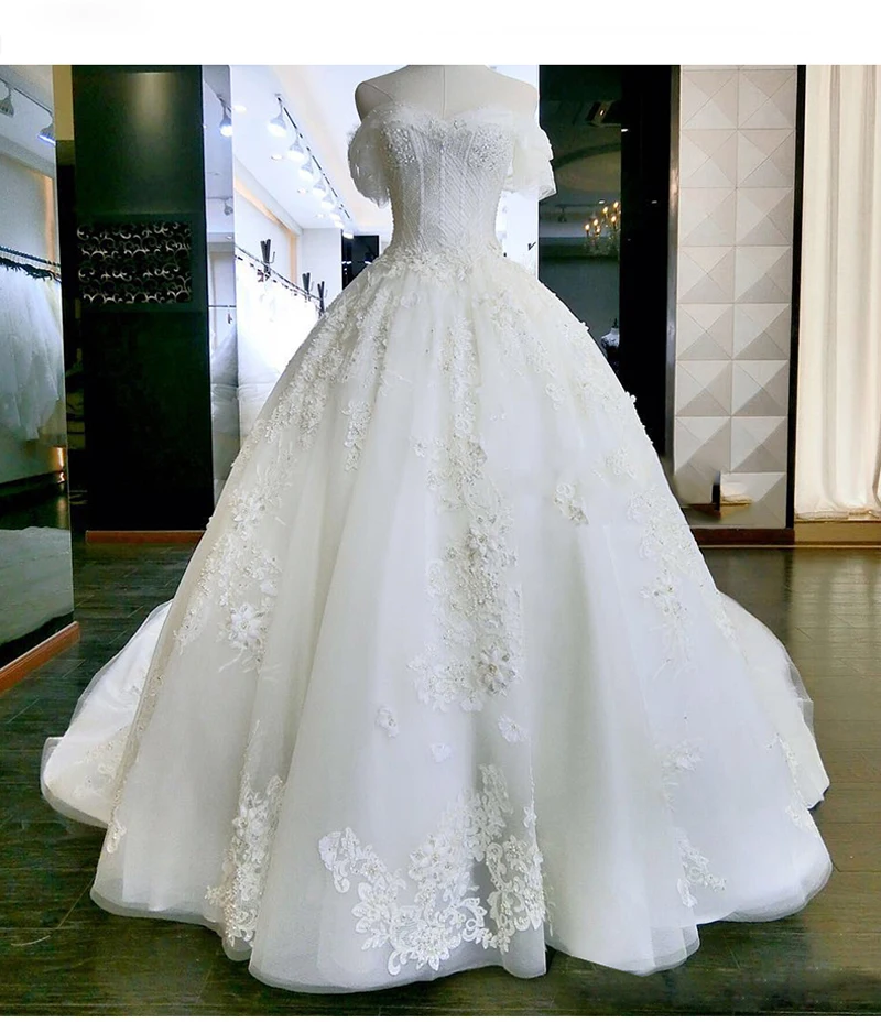 Романтический торжественные платья Длинные свадебные спинки Аппликация 2017